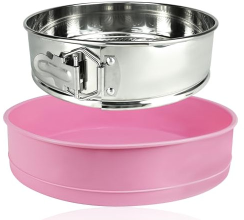 2 Pcs Springform Pan Protector Cheesecake Pan, 9 Inch Springform Pan - Nonstick Leakproof 304 Stainless Steel Springform Cake Pan, Springform Pan Protector for 9 inch and 9.5 inch Round Cheesecake Pan