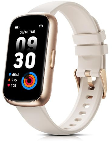 TIFOZEN Smartwatch Damen 1,47 Fitnessuhr Klein mit Pulsuhr, SpO2/Schlafmonitor, 24 Sportmodi, Fitness Tracker, Schrittzähler, Wasserdicht 3ATM, Nachricht Whatsapp für Android/iOS (Polarstern-Gold)