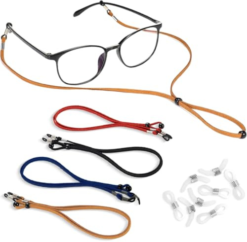 JEYORZY 4 pcs Laccio Occhiali, Catenella per Occhiali, Catena Occhiali Donna,Cordicelle per Occhiali, Laccio Antiscivolo, Unisex Regolabile, Adatto per Attività Sportive All'aperto