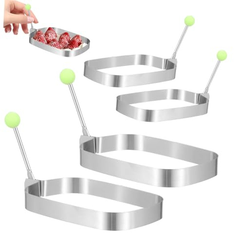 EXHUMKY 4 Piezas Molde Para Pastel Acero Inoxidable Molde Rectangular Para Huevos Para Desayunos y Postres
