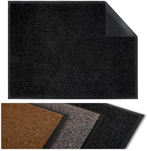 Flandria Tapis d'entrée Anti-poussière, Paillasson de Porte - Antidérapant, Absorbant et Lavable 40x60 cm Noir