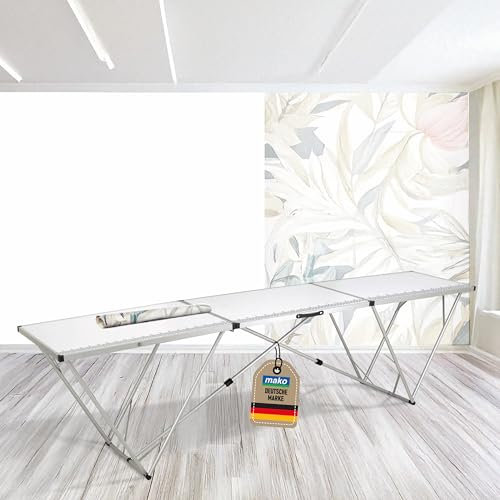 mako Tapeziertisch Profi Alu-tec, 298 x 60 x 78 cm, Multifunktionstisch mit Alu-Rahmen, 5 mm Starke Arbeitsplatte, extrem robuster Vielzwecktisch, Flohmarkttisch - ideal für alle Heimwerkerprojekte