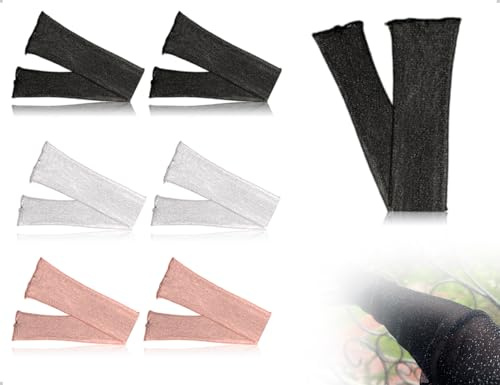 AOYEGIC 3 Paar Armstulpen für Damen,Ultradünn Spitze Stulpen,Sonnenschutz Fingerlose Lang Handschuhe,verwendet für Hochzeits Karneval Maskerade Teeparty Outdoor(Weiß,Rosa,Schwarz)