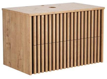 UEV Waschbeckenunterschrank für Gäste-WC, Waschtisch kleine 81cm, Natur | Badschrank, Badezimmerschrank, Waschtischunterschrank hängend, Waschplatz ausreichend Stauraum Platzsparender für kleines Bad