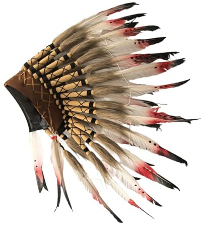 Harilla Indianer-Stirnband für Erwachsene, Indianer-Feder-Stirnband, elastischer Hippie-Kopfschmuck, ausgefallene Kopfbedeckung für Halloween, Karneval, Fasching, Mardi Gras, Themenparty, Apache