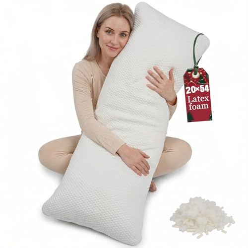 Talatex Full Body Pillow with Natural Latex - Adjustable Long Dunlop Pillow for Maternity, Back & Side Sleepers | 3-Zone Support for Back & Hip Pain | 135x50cm for Double Bed (Large)