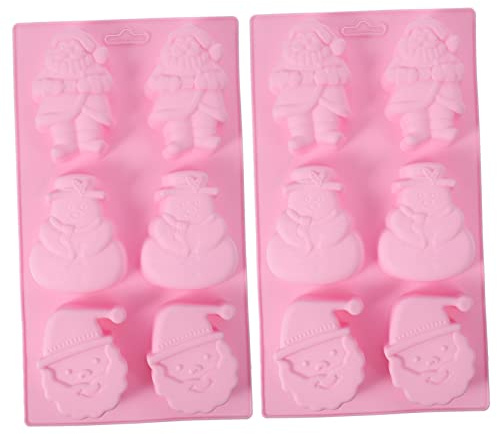 Cabilock 2pezzi Stampo in Silicone per Dolci Natalizi Vassoio per Torte Stampo da Forno Tema Babbo Natale e Pupazzo di Resistente e Riciclabile Colore Casuale