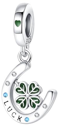 YIXUAN Charms Fer à Cheval Porte Bonheur et Trèfle à Quatre Feuilles Compatible avec Pandora Argent 925 Adapté aux colliers pendentif Perles Bijou Cadeau pour Femme Famille Amis
