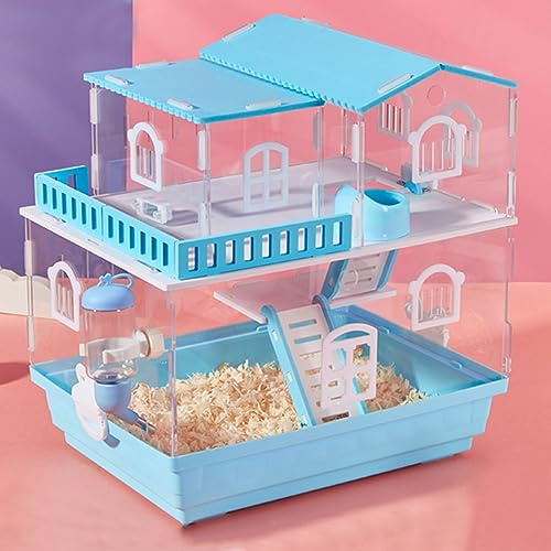 Hamsterkäfige und Lebensräume, Indoor Outdoor Meerschweinchenkäfig mit Wasserkocher und Futternapf, zweistufiges Design, optional drei Schichten, transparente Konstruktion