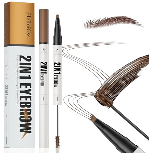 2 En 1 Lápiz de Cejas Waterproof - a Prueba de Manchas y Duradero + Cepillo Tinte Para Cejas, Mágico Para Cejas Maquillaje Naturales (Marrón 02)