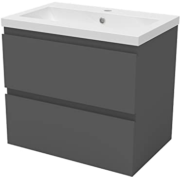 Skybathroom 600mm Bathroom Vanity Units with Basin Sink Soft-close Drawers Wall Hung Grey