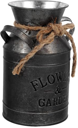 CONGARTENO Pot à Lait Rustique Vintage Fer Galvanisé Vase à Fleurs Décoratif pour Intérieur et Extérieur Seau Planteur Champêtre pour Balcon Salon Bureau Style Ferme Ancienne