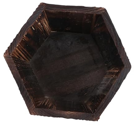 Lurrose Macetero de Madera Macizo Hexagonal Mediano Maceta Rústica para Suculentas y Plantas Humedad para Jardín Interior y Exterior Decoración Vintage para Balcón y Patio