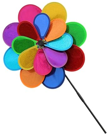 Zuoeay Ruota il mulino a vento a doppio strato per esterni decorativo durevole configurazioni semplici per balcone ponte o cortile esterno ruota mulini a vento decorazione