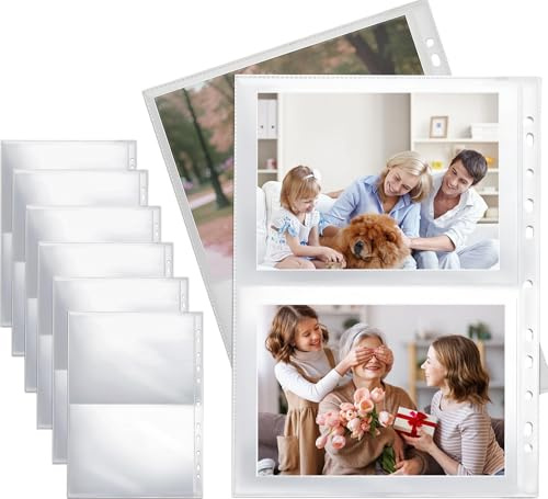 HZZON 40er Pack DIN A4 Transparent Postkartenhüllen, Doppelseitig, Klarsichthüllen a4, Fotohüllen für Fotos und Postkarten Aufbewahrung