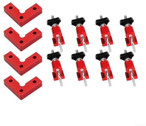 Abrazaderas de esquina de 90 grados para carpintería, abrazadera de ángulo recto de aleación de aluminio en forma de L con escalas métricas y de pulgadas, juego de 4 piezas para armarios, cajones