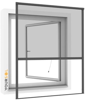 YOURSOL Einhängerollo 100 x 160 cm anthrazit, Fliegengitter Fenster ohne Bohren, Insektenschutz Rollo mit Aluminiumrahmen & Fiberglasgewebe