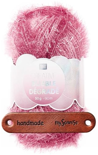 Rico Design CREATIVE BUBBLE DÉGRADÉ ROT Premium Wolle 50g Schwammgarn mit Farbverlauf für kreative Spülschwämme Badeschwämme und Dekoideen mit mySearose Label