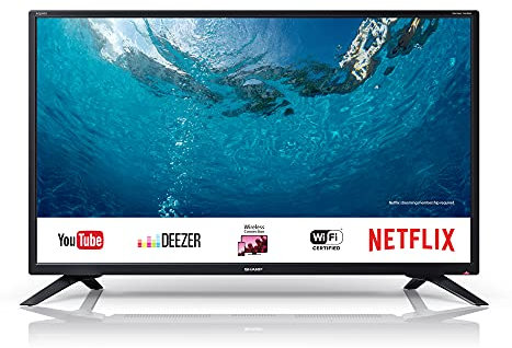 SHARP 1T-C32BC2KH1FB 32 Inch 720p HD Ready LED Smart TV with Freeview Play, 3 x HDMI, Mini SCART, USB Media Player, Black