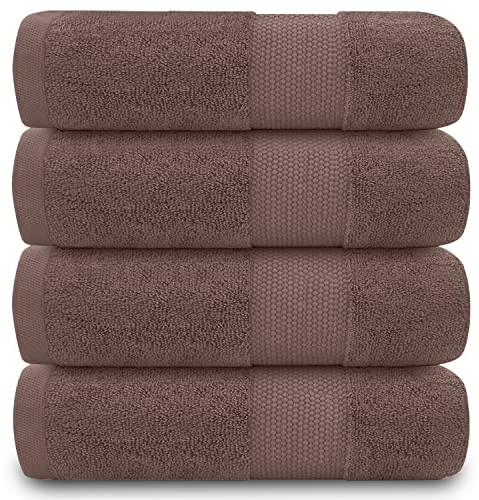 GC GAVENO CAVAILIA Juego de 4 Toallas de Mano para baño, 700 g/m², algodón Egipcio, Toallas de Calidad de Hotel, Lavables a máquina, Camello, 50 x 85 cm