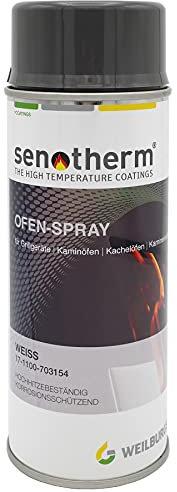 Senotherm Ofenlack Sprühdose 400ml weiß 17-1100-703154 Weilburger bis 600°C Hitzebeständig für Kaminofen Einsatz Grill oder Ofenrohr zum Ausbessern kleinerer Lackfehler