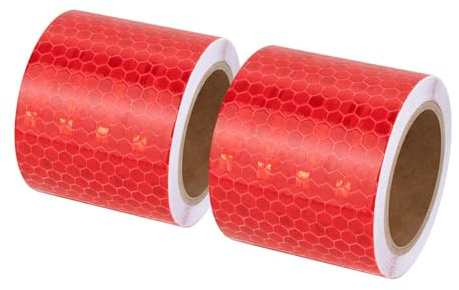 Xrkuu Reflektierendes Klebeband Rot 2 Rollen, 3 m × 5 cm Selbstklebendes und Rückstandsfrei Reflektorband, Wasserdichtes Sicherheitsklebeband mit Hoher Sichtbarkeit für Auto, LKW, Fahrrad, Motorrad | Rückstandsfrei selbstklebend für LKW, Fahrrad und Kinderwagen Gut sichtbare Sicherheitskennzeichnung.