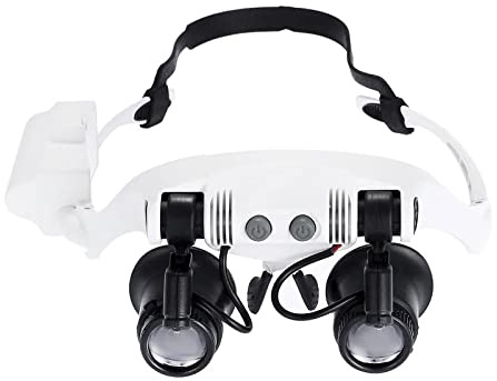 Reparatur Lupe mit Licht Kopfband Lupenbrille Kopflupe Brillen Lupe Lampe Hände Frei für Brillenträger Hobby Reparatur Juweliere Nähen Wimpernverlängerung