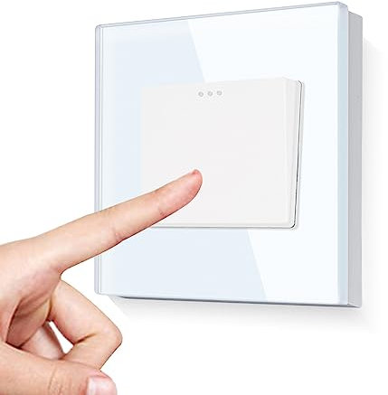 LIAONFOY 1 Fach 2 Weg Lichtschalter Glasrahmen Tasten Schalter Ein Aus Schalter Knopf steuerung Wandschalter Unterputz Weiß 110-250V 86mm