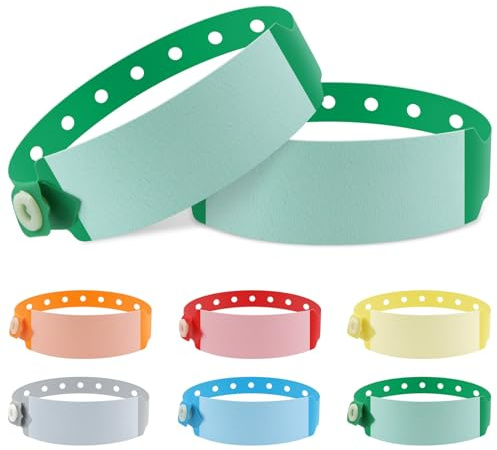 100 st vinylarmband sjukhus identifieringsband, vattentätt justerbart medicinskt armband, engångsnäpparmband för sjukhus (färg: Grön)