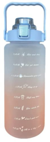 Botells 2 Liter Motivation Trinkflasche Sportflasche Wasserflasche, BPA-frei, auslaufsicher, deckt mit 2000ml den Tagesbedarf, Sport, Freizeit, Camping (Blau/Orange)