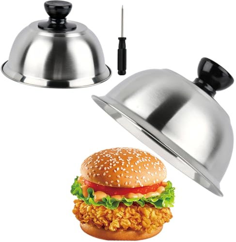BATINO 2Pcs Cheese Melting Dome, 6.3inch Stainless Steel Small Round Basting Steaming Cover, Heavy Duty Griddle Grill Accessories for Kitchen Cooking Flat Top BBQ Indoor & Outdoor, Dishwasher Safe