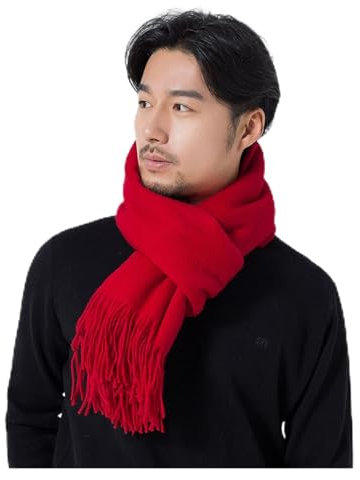Schals Winter-Kaschmirschal for Herren, hellgraue Tücher und Tücher, Klassische große warme Wollschals, 180 x 70 cm Warm Herbst (Color : Bright Red, Size : 180x70cm)