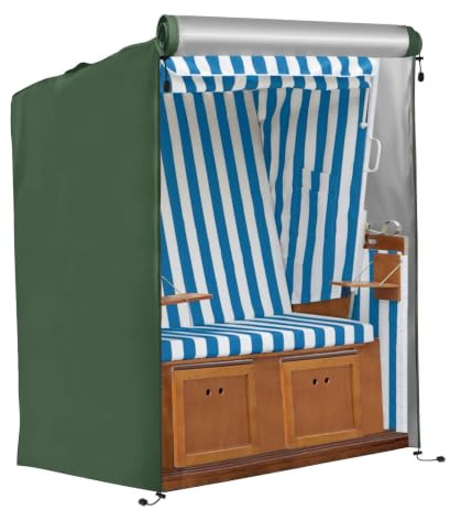 FINEW Strandkorb Schutzhülle Winterfest, 420D Oxford Gewebe Strandkorbhülle 135x105x175/140cm, Schutzhülle Strandkorb Wasserdicht, Reißfest, UV Beständig, Abdeckhaube für Strandkörbe Winddicht (Grün)