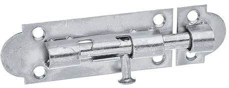 Alberts 841713 Grendelriegel silberfarben aus verzinktem Stahl, mit Knopfgriff, verstärkten Schraublöchern und langlebigem Korrosionsschutz, geeignet für Türen, Tore und Fensterläden,