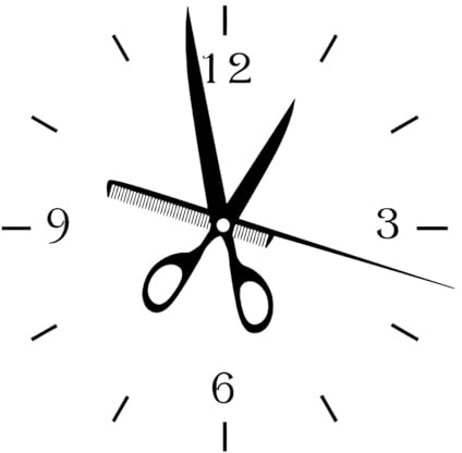 Orologio da parete per parrucchiere, decorazione artistica, adesivi da parete in vinile per stilisti di barbiere, per soggiorno, decorazione, adesivo per vetrina-S-28x28cm-Black