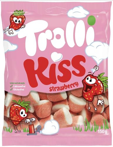 Strawberry Kiss - bonbons délicieusement fruités qui capturent l’essence sucrée de la fraise, parfaits pour une pause gourmande pleine de douceur - Compatible avec Trolli - 150g