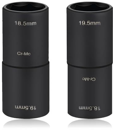 LALAGO Set di chiavi a bussola a percussione, 18,5 mm x 19,5 mm, Dadi per ruota a doppia testa, a doppia testa, 1/2, Chiavi a bussola ruota, adatto per Ford Land Rover e tutti i modelli (2 Pezzo)