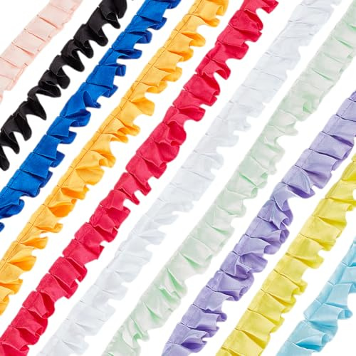 BENECREAT 20M Pizzo Plissettato Macchiato, 10 colori 25mm di Larghezza Bordo Arricciato Pizzo Nastro per Accessori per Abbigliamento Fai Da Te Artigianato Cucito Decorazione