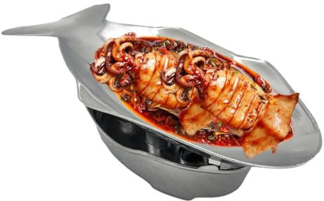 Bandejas de comida de estilo tailandés, juego de ollas calientes con forma de plato de pescado, bandeja de comida al aire libre, bandeja de comida al aire libre, bandejas de metal con forma de plato