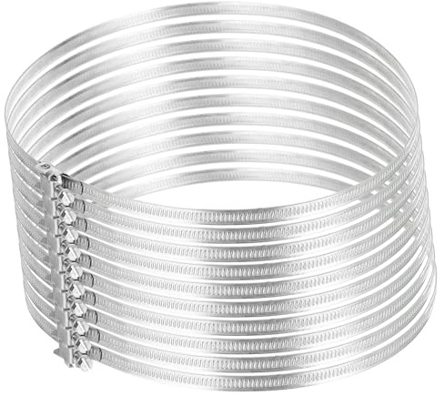 sourcing map 9 Inch 430 Stainless Steel Duct Clamps, 10 Pcs Adjustable Hose Clamps with Worm Gear Pipe Clamp Air Duct Clamp for Flexible Ducting Heating Cooling Exhaust Ventilation