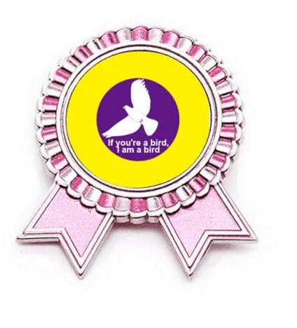 Romantische Film-Brosche mit klassischen Wörtern und Vögeln, Pink, M, Metall