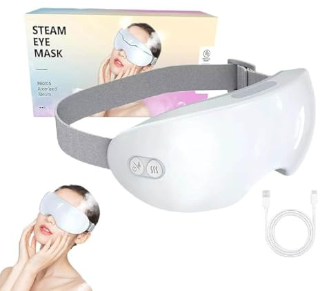 Qurevia- Steam Therapy Mask, Eyerelis Dampftherapie-Maske, Augenmassagegerät mit Wärme und Kühlung, Wiederaufladbarer Smart Augenmaske zur Entspannung & Augenpflege 2 Modi, Geschenke für Muttertag