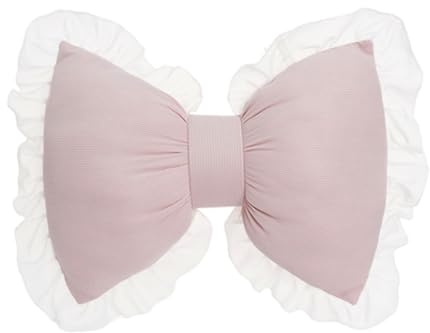 Napacoh Bow Pillow for Couch, Sofa Cushion Cute Pink Bow Throw Pillow Ruffle Lace Home Decorative for Living Room (Pink)