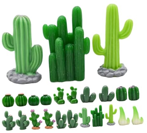 KONTONTY 24 Kleiner Kakteen aus Kunstharz mit 12 Styles Niedliche Künstliche Sukkulentenfiguren für Partydekoration und Gartenbonsai Pflegeleicht ohne Bewässerung