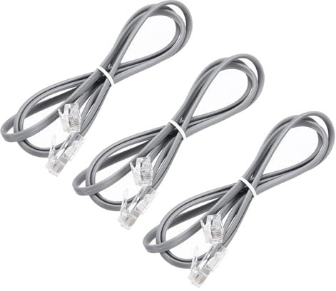 sourcing map 3 Pack RJ45 8P4C to RJ11 6P4C Adapter Converter Cable, RJ45 to RJ11 Adapter Telephone Handset Cord for Home, Office, 3.3ft, Grey
