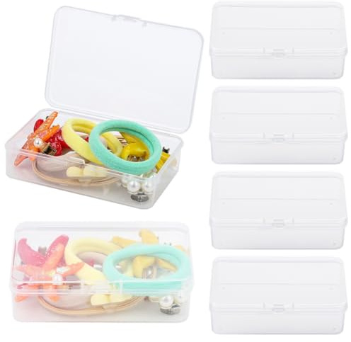 Vestamore Transparente Aufbewahrungsboxen für Haargummis, Mini-Organizer mit Deckel für kleine Gegenstände, ideal für Zuhause, Büro, Reisen, 6 Stück