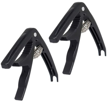 2 Stück Gitarren Capo aus Metall und Abs für Gitarre und E-gitarre | Schwarz, Spannungsverstellbar, Einhändig Beweglich, für Country und Folk Musik