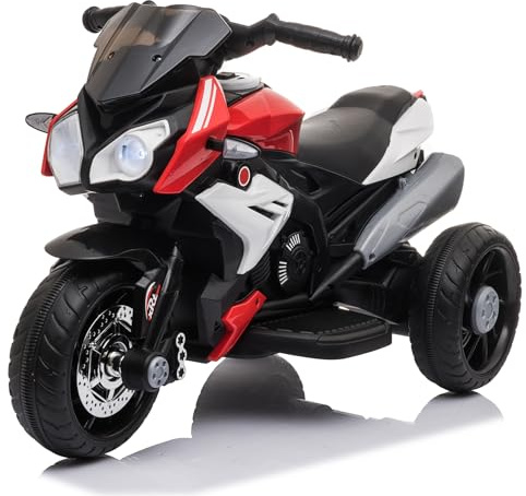 LEADZM Elektro Motorrad Kinder Elektromotorrad Kindermotorrad Kinderfahrzeug, 6 V 7 Ah Elektro-Dreirad für Kinder von 3–6 Jahren (Rot)