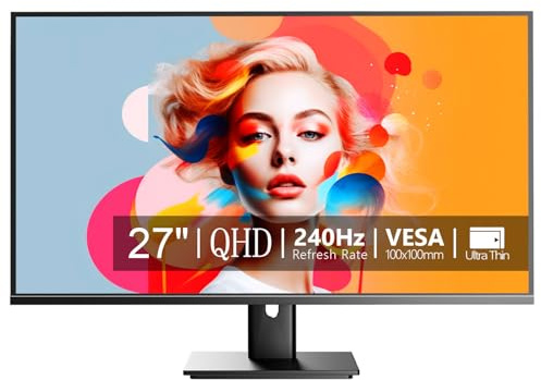 Showscren 27 2K Display, QHD 2K (2560 x 1440) 240Hz IPS 100% sRGB Built-in Speakers, Gaming Computer Monitor