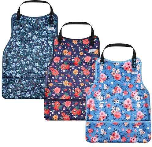 Lätzchen für Erwachsene mit Krümelfänger, 3er-Pack Lätzchen zum Essen, wasserdichte Kleidungsschutz für Erwachsene, große Lätzchen zum Füttern für Frauen, Männer, ältere Menschen und Senioren